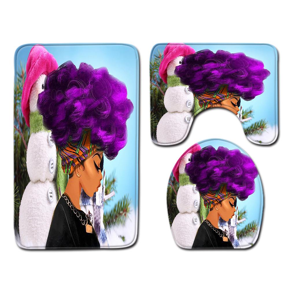 

African Women S Bathroom Floor Mat Three-Piece Bathroom Carpet Toilet Mat Set Doormat Bathroom Non-Slip Mat 45cmx75cm