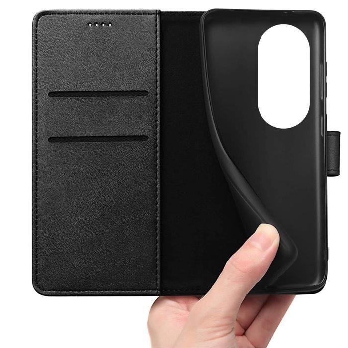 Coque - Phonillico - Honor 90 Smart 5G - Portefeuille Noir - Semi-rigide - Effet Cuir