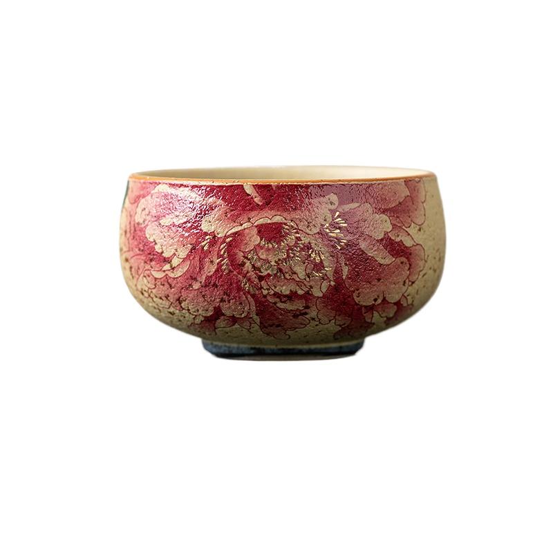 Ceramic master cup old retro peony small single tea cup household high-end tea set tea cup