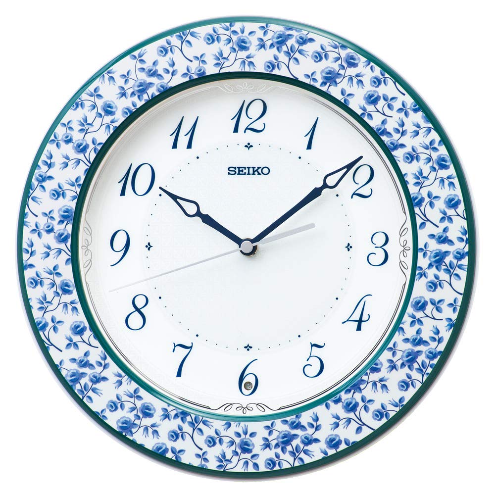 

Seiko Clock Analog Wall Clock with Blue Floral Diameter 286 x 49 KX266L Radio-Controlled Pattern, mm,