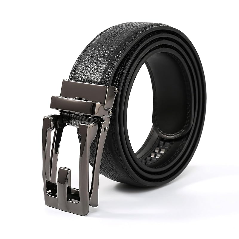 

[AHHEEK] belt men s business - auto lock type big size men s belt genuine leather easy to use suit belt No hole stepless adjustment multiple sizes