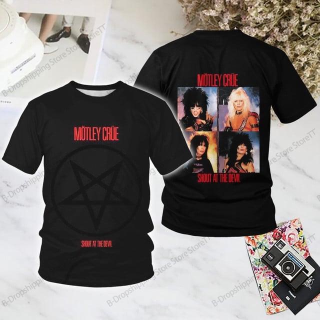 RockMotley Crue Grupa 3D drukas T-krekls