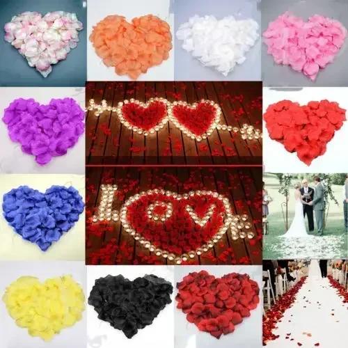 2000/100pcs Artificial Rose Petals Flowers Colorful Silk Roses Fake Petal for Romantic Valentine Day Wedding Party Favors Decor