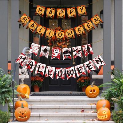 Décorations en papier pour fêtes d'Halloween, drapeaux, ambiance de bar, accessoires photo