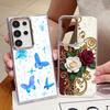 Plating TPU Phone Case For Samsung Galaxy S26 S25 S24 Ultra S25 S23 FE A57 A56 A37 A17 A55 A36 A54 Butterfly Flowers Print Cover