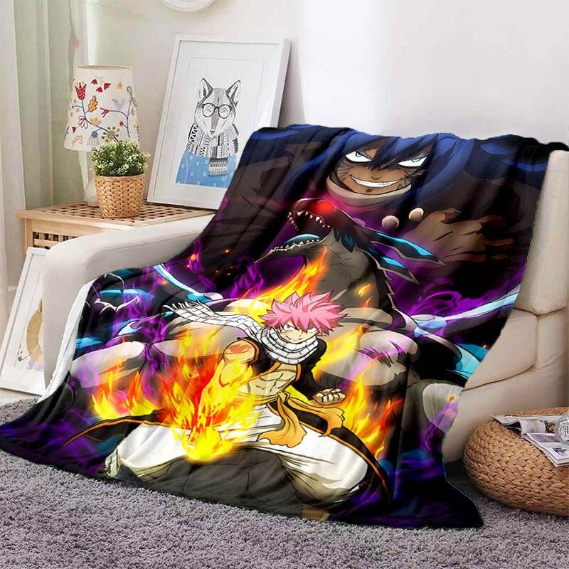 Fairy Tail Anime Blankets Kids Warm Blankets Flannel Soft Comfort Blankets Home Travel Blankets Bedding Birthday Gifts
