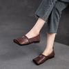 Fashion 2025 Autumn New  Leather Square Toe Flat Loafers Retro Soft Sole Comfortable Women's Slip-on Shoes