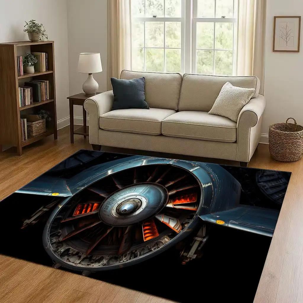 HD Spacecraft Aircraft Cockpit Dashboard Living Room Non Slip Area Rug Carpet for Bedroom Kids Playroom Sofa,Home Decor Doormat