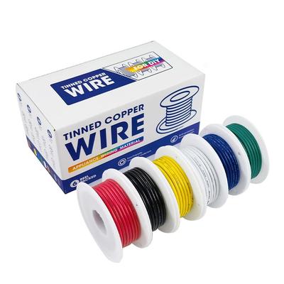 Elektrisches Anschlusskabel, 18 AWG, Mehrfarbiges 6-Farben-Set, PVC-isoliert, Stromkabel, Verzinntes Kupferkabel, Hitzebeständig, 300 V, für Elektrische Verdrahtung