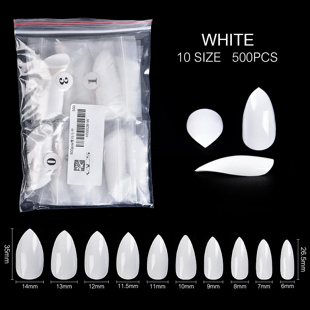 

KADS 500 шт./компл. белые, натуральные и прозрачные ногти, французские накладные ногти на шпильках, полное покрытие, акриловые искусственные накладные ногти