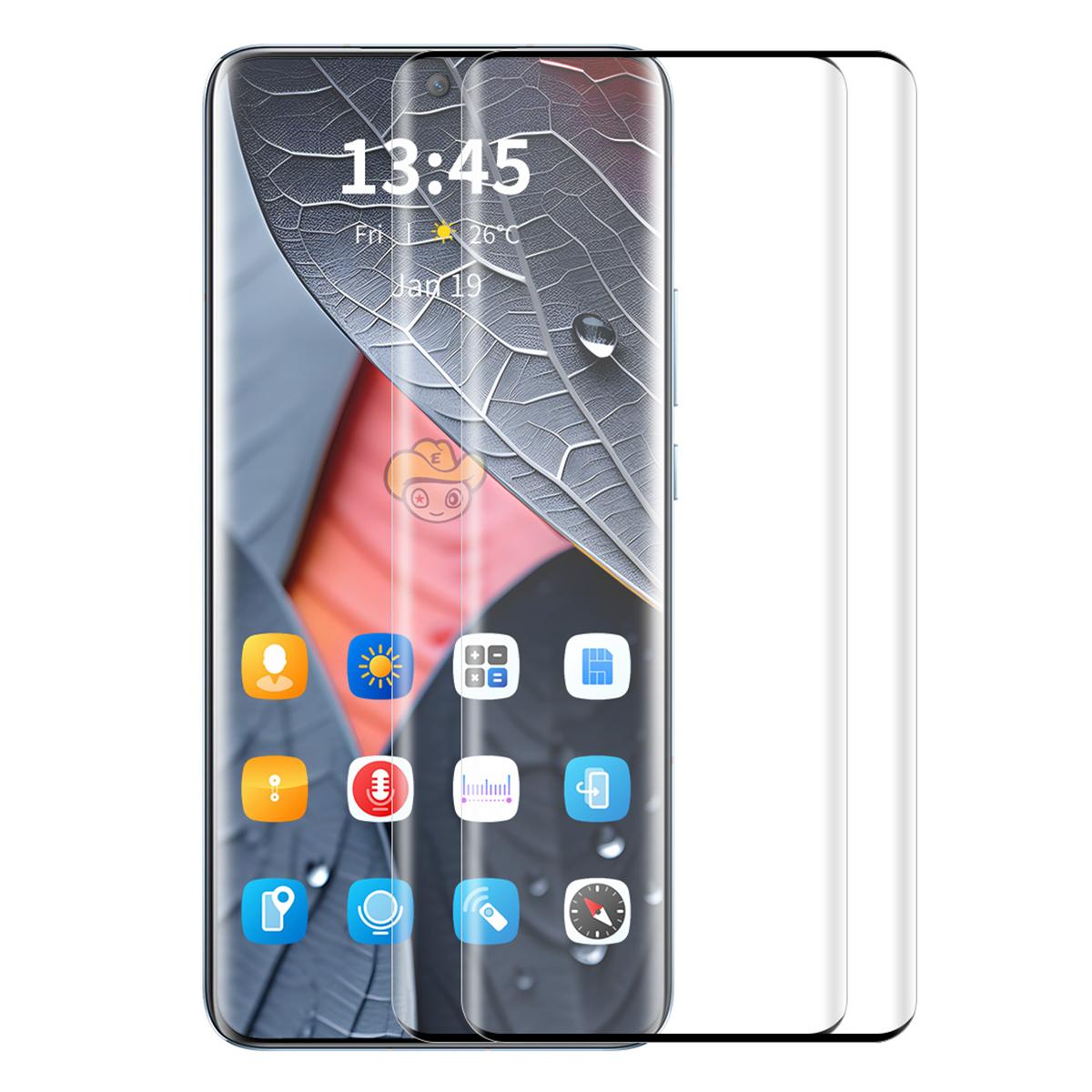 

ENKAY HAT PRINCE 2PCS for vivo X100 5G/X100 Pro 5G Side Glue Screen Protector 3D Curved Tempered Glass Support Fingerprint Unlock As Shown A