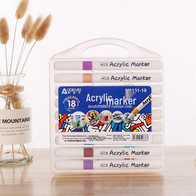 Acrylic Marker Pen Set - 12, 24, 36, 48 Colors for Kids Art and Painting with Portable Box