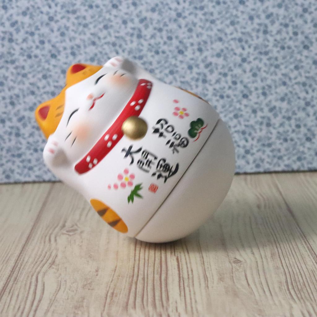 Yakushi Kiln Maneki-neko (Tiger) - Viel Glück, Kullerbauch (mit Glücksaufkleber)