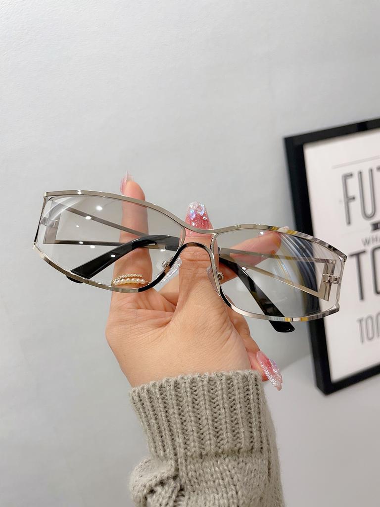 Yk2Girl Punk Style Sunglasses Women Unique Double Beam Hollow Future Tech Ins Trendy Fashion Accessories