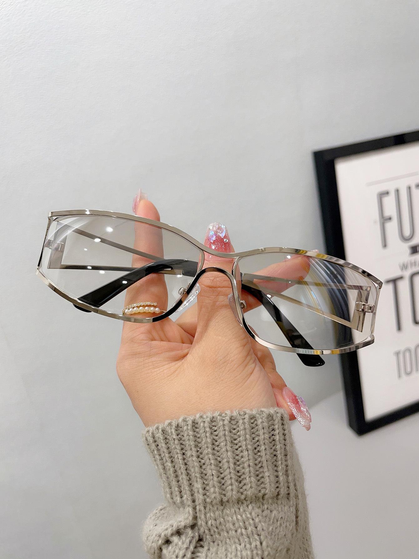 Yk2Girl Style Sunglasses Women s Punk Style Future Technology Sense Ins Trending Unique Double Beam Hollow Sunglasses Men