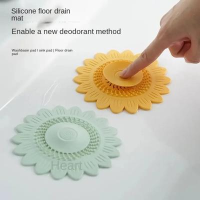 Couvercle de siphon de sol à pression Nouveau Tapis de sol en silicone anti-obstruction Filtre à cheveux Salle de bain Couvercle de siphon de sol en silicone 1 pièce