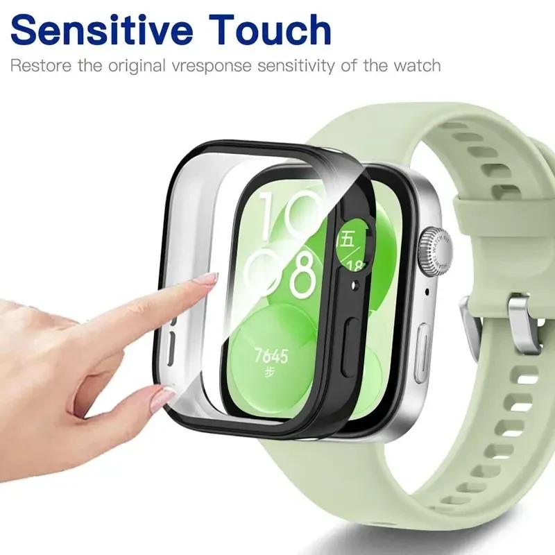 Glass+PC Case for Huawei Watch Fit 3 Band Correa Accessories Strap All-around Frame Screen Protective Bumper Huawei Fit3 Cover