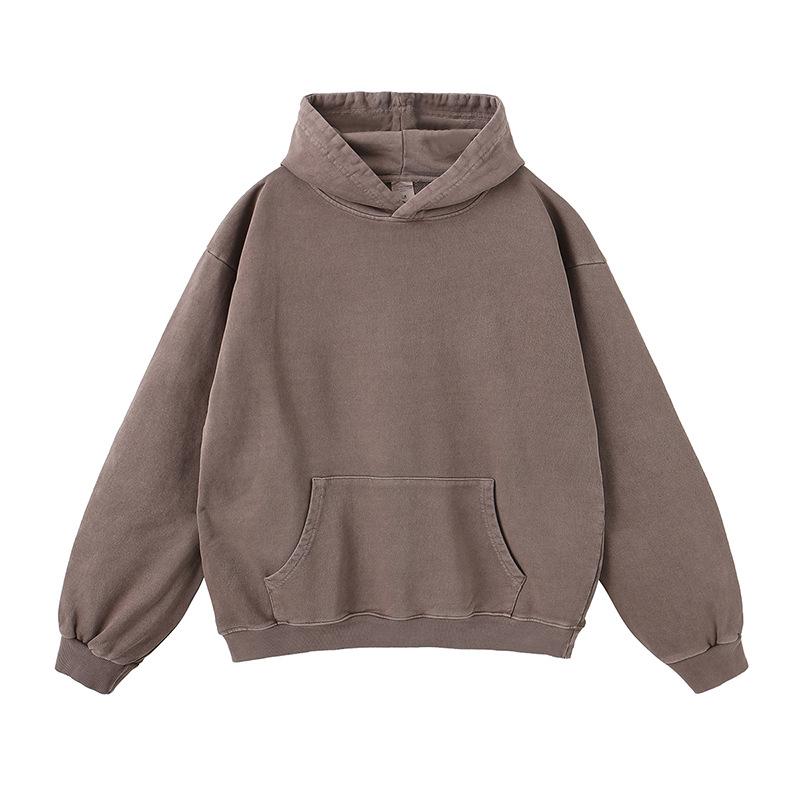 Fog Spring And Autumn American Solid Color Casual Loose Washed Boxy Hoodie Hoodie Men And Women