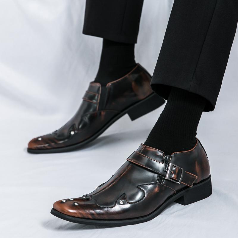 Fashion Men Formal Shoes with Black Brown Side Buckles Designed By Business Office Designers Fashionable Loafers Sizes 38-46 Men Shoes