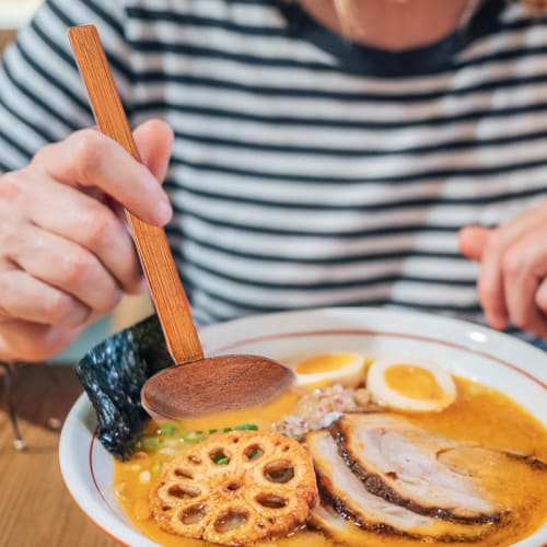 Wooden Ramen Spoon, Japanese Style, Wooden Spoon, Cooking Spoon, Long Spoon, Lightweight, Heat-Resistant, Curry Spoon, Condiment Spoon, Ramen, Fried R