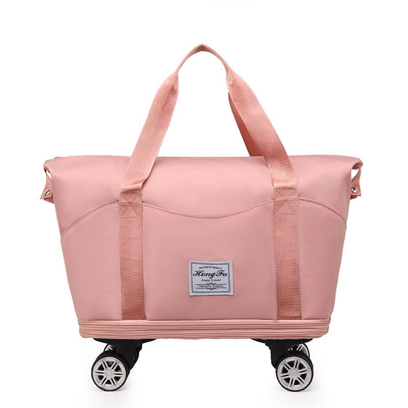 Travel Luggage Bag with Pulley Expandable Travel Bag Fashion Wet and Dry Separation Large Capacity Portable Fitness Bag