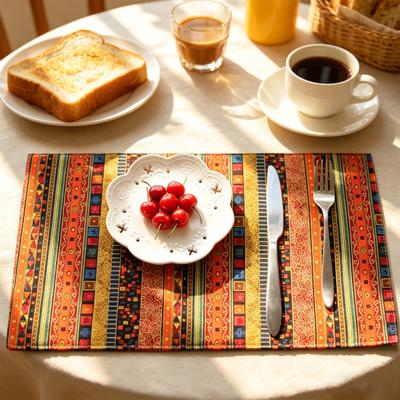 Ethnic Striped Placemat Heat Insulation Dining Table Mat Colorful Bohemian Placemat for Home Party Farmhouse Restaurant