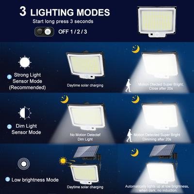 Outdoor Solar Lights 318/348LED Solar Security Lights IP65 Waterproof Motion Sensor Wall Light For Garden Fence Patio