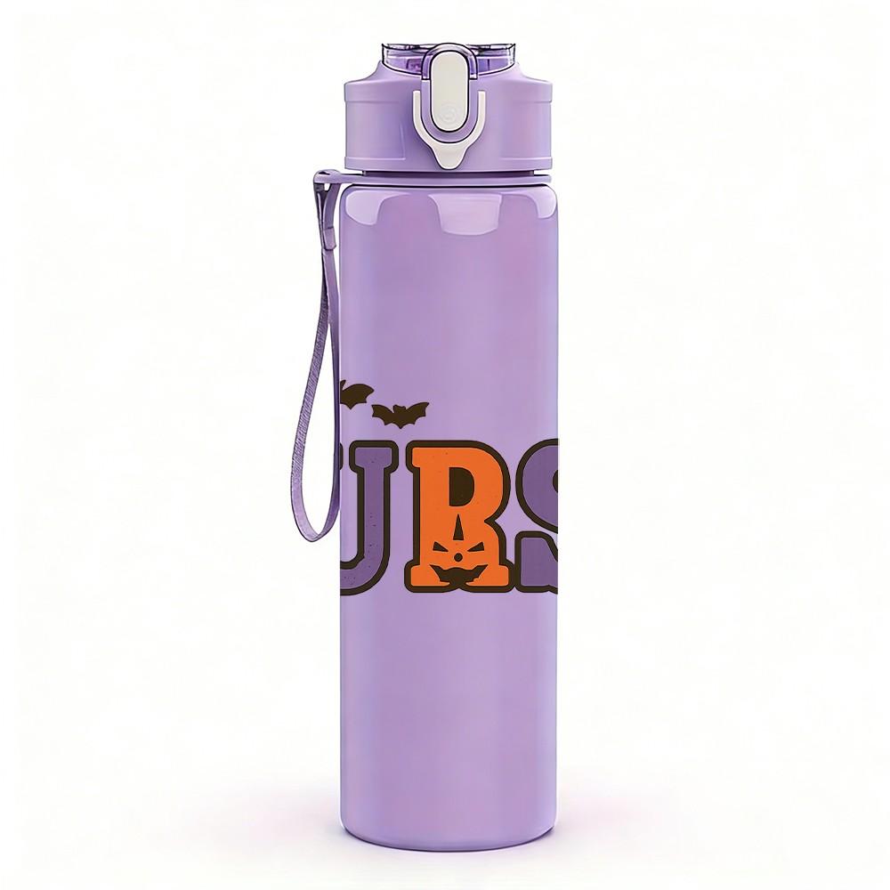 1PC Nurse Retro Bold Letter Art Print 750ml Color Plastic Sports Water Bottle Leakproof Flip Straw Lid Suitable for Sports Office Home Use
