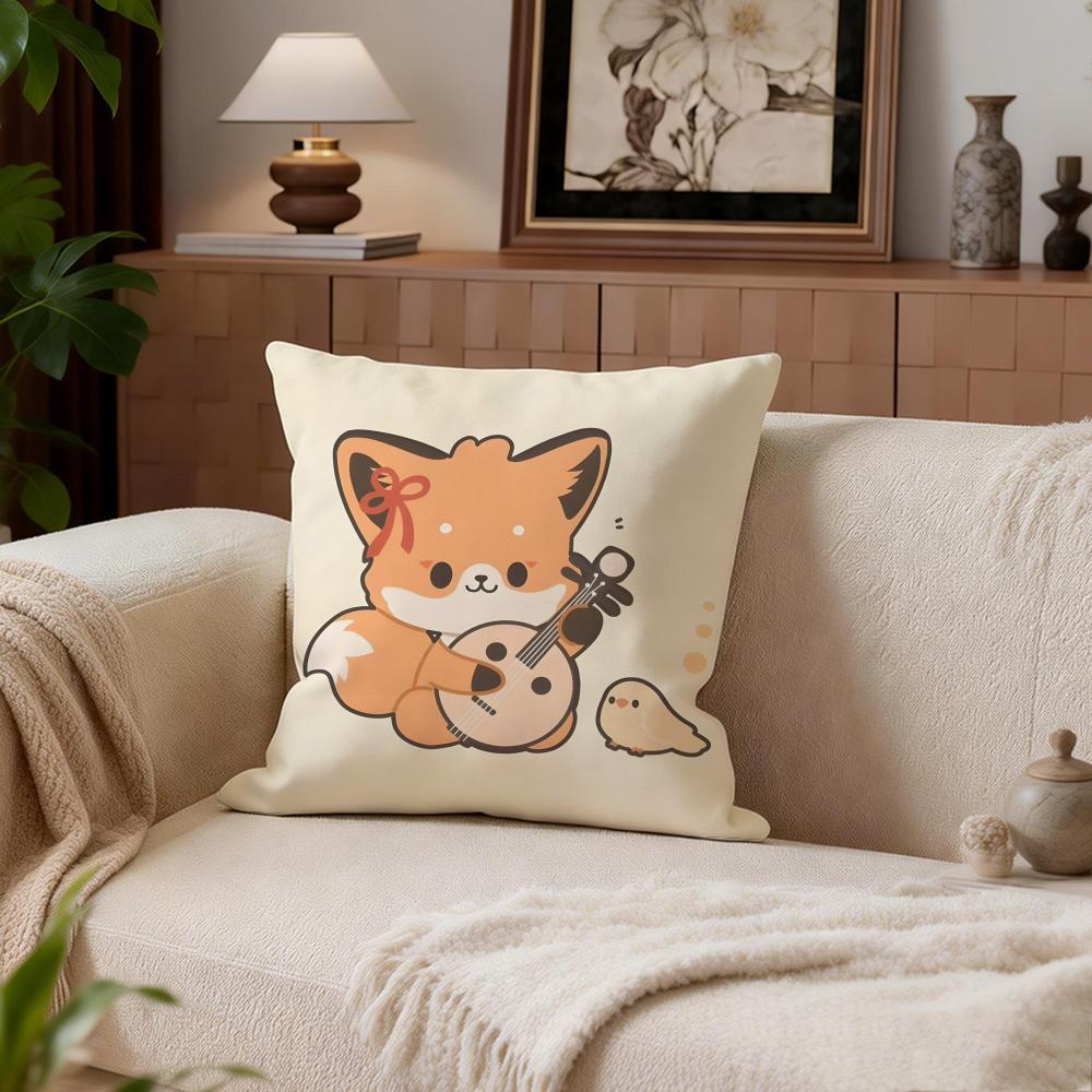 Cute Bokko Fox Cushion Cover Cushion Cover Set 4Pcs 50x50 45x45 40x40 Pillowcase Decorative Sofa Home Decor