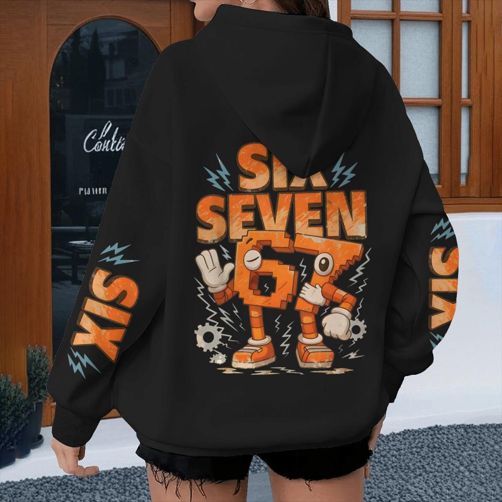Cartoon 67 Six Seven Hoodies Men Women Meme Six Seven Cartoon Print Pullover Casual 67 Trend Hoody