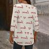 Women's Loose 7,inch Sleeve Top with Heart Print