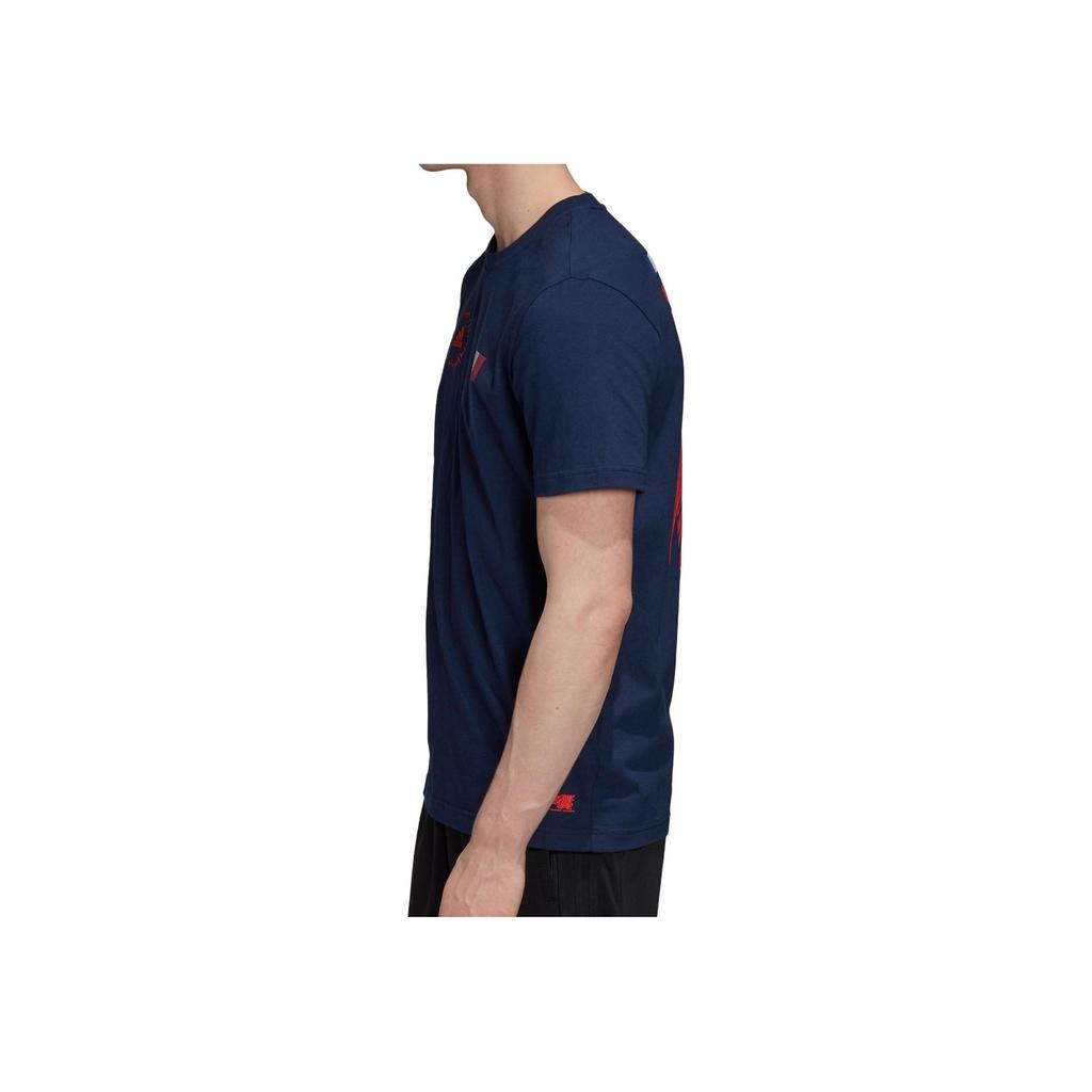 Adidas Logo Print Crew Neck T-Shirt Men Tops Navy FQ7639