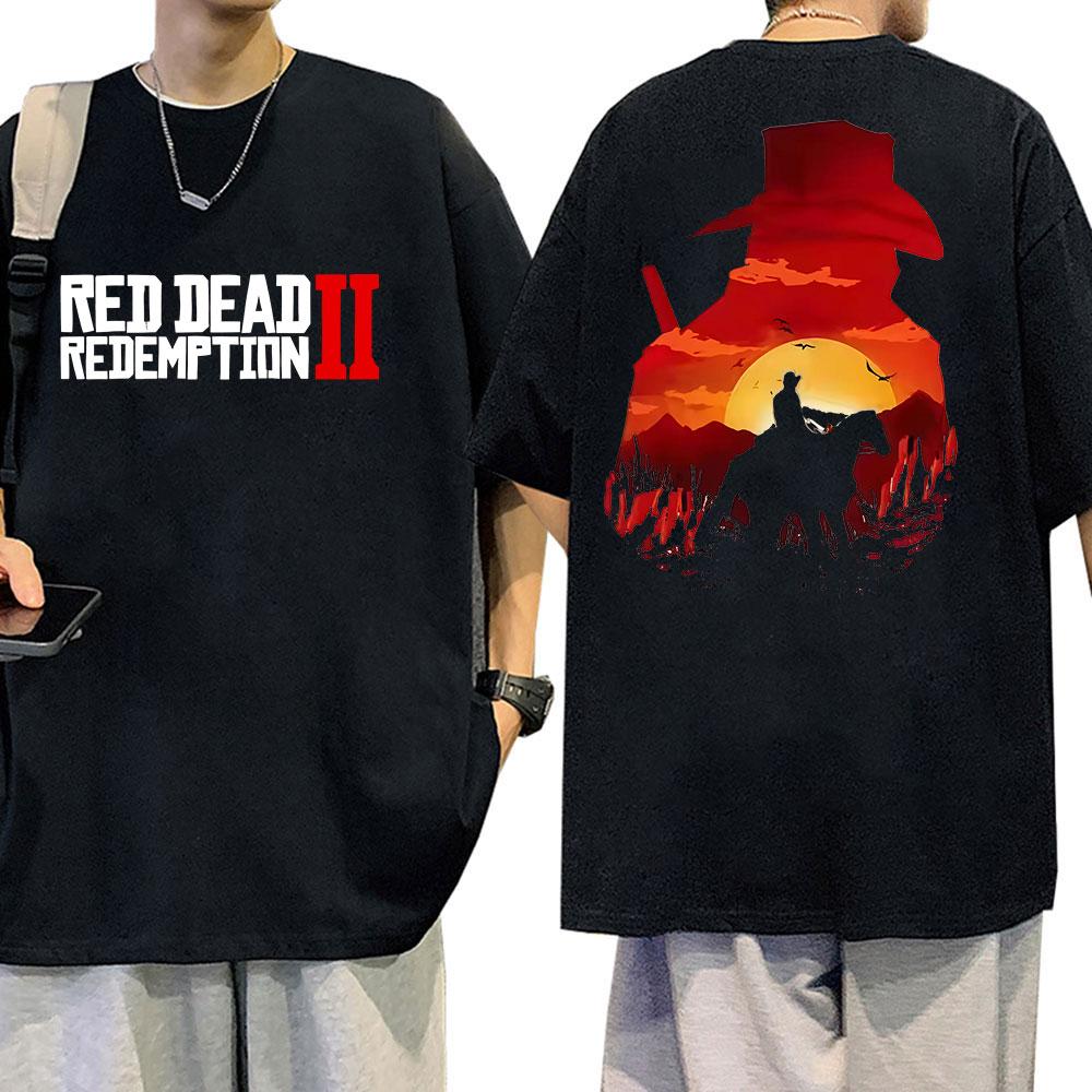 Red Dead Redemption 2 Graphic T-Shirts Arthur Morgan Game Player Tops Short Sleeve T-shirt Men's Gothic Clothing Cotton T Shirt