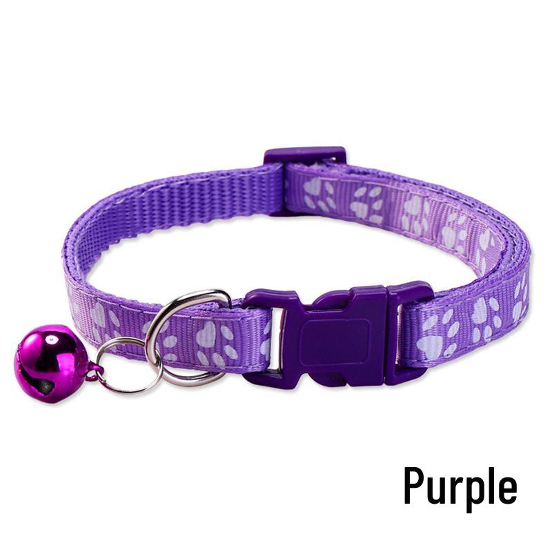 Adjustable Safety Pet Collar with Bell and Dog Paw Pattern for Cats & Dogs