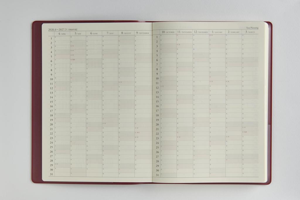 Takahashi Planner 2026 April Start A5 Business Diary Burgundy 903 No.