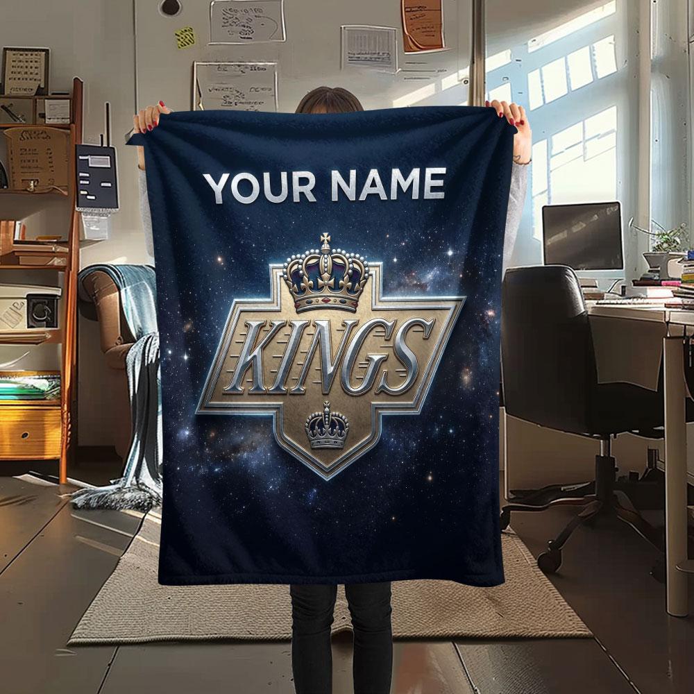 Custom Name,Los Angeles Kings Printed Flannel Blanket, Soft Throw for Bedroom Sofa, Washable, Christmas Present, Great Gift.