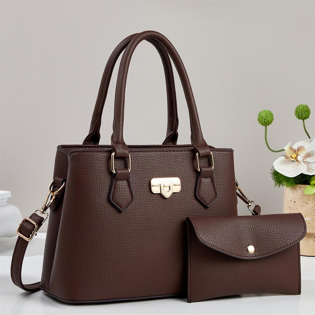 

Elegant Pu Handbag For Women With Zipper Closure And Inner Pockets For Daily Use коричневий