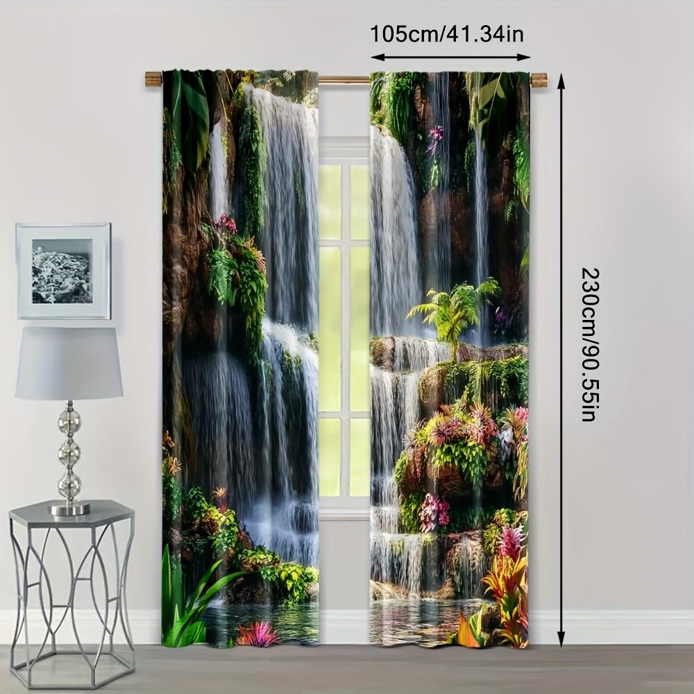 2pcs, Curtain natural scenery Versatile Polyester Fabric,Without Electricity Family Party Decoration Applies to All Occasions de