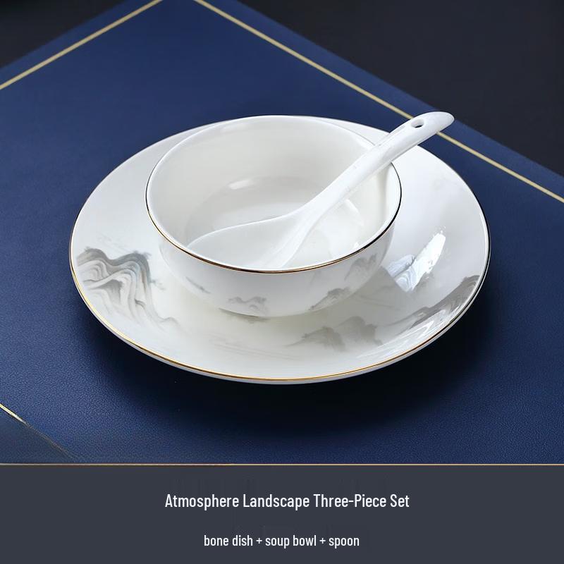Elegant Chinese Bone China 3-Piece Dinnerware Set