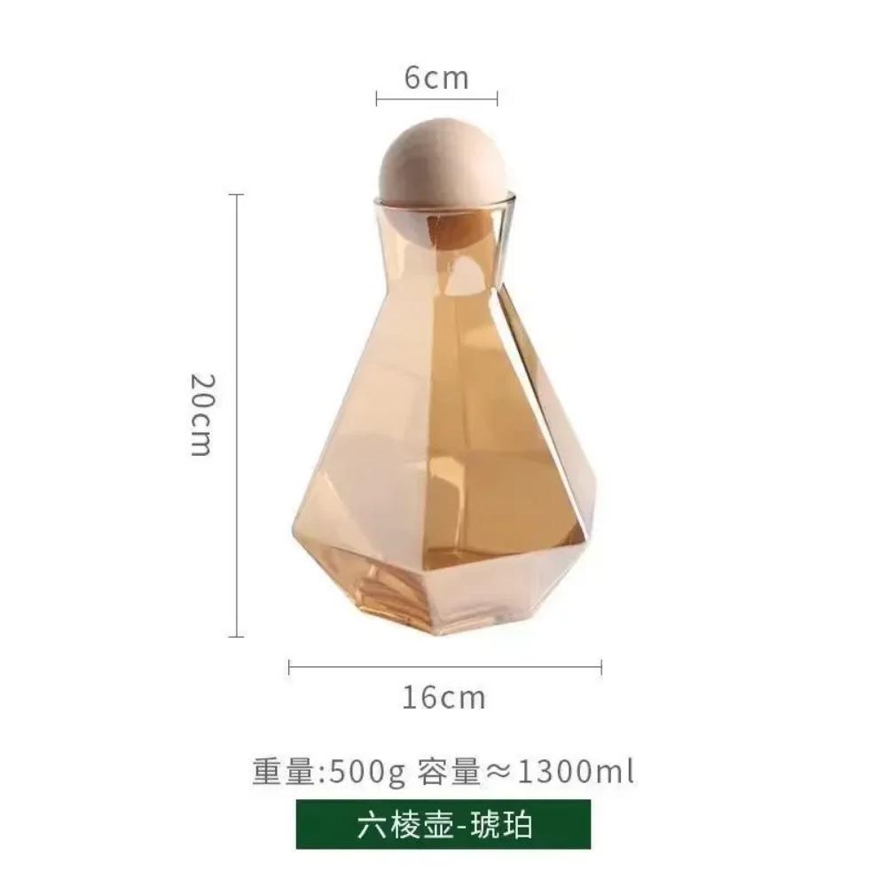 1300ml Large Capacity Hexagonal Cold Water Kettle Handmade Glass Juice Pot Household Heat-resistant Beverage Flower Tea Cup