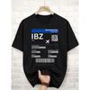 Instapkaart Stijl T-shirt Zwart Ibiza Luchthavencode En Vluchtgegevens Print voor Reizen Thema Casual Kleding - Korte Mouw Unisex T-shirts - Comforta