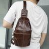 Leather Men's Bag, Men's Chest Bag, Casual and Fashionable Top Layer Cowhide Oil Wax Craft Crossbody Chest Bag