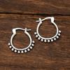 Huajie Make Old Silver Metal Ethnic Style Beaded Earrings for Women Retro Circle Ear Buckle Accessories Fashion