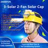 Helmet With 3 Solar Panels 2 Fans LED Light RGB Warning Rechargeable Lithium Battery Power Bank Outdoor Work Solar Fan ABS Cap
