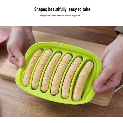 Auf Lager Silikon Wurstform: DIY Hot-Dog-Maker mit sechs Mulden und Deckel - Ideal zum Backen.