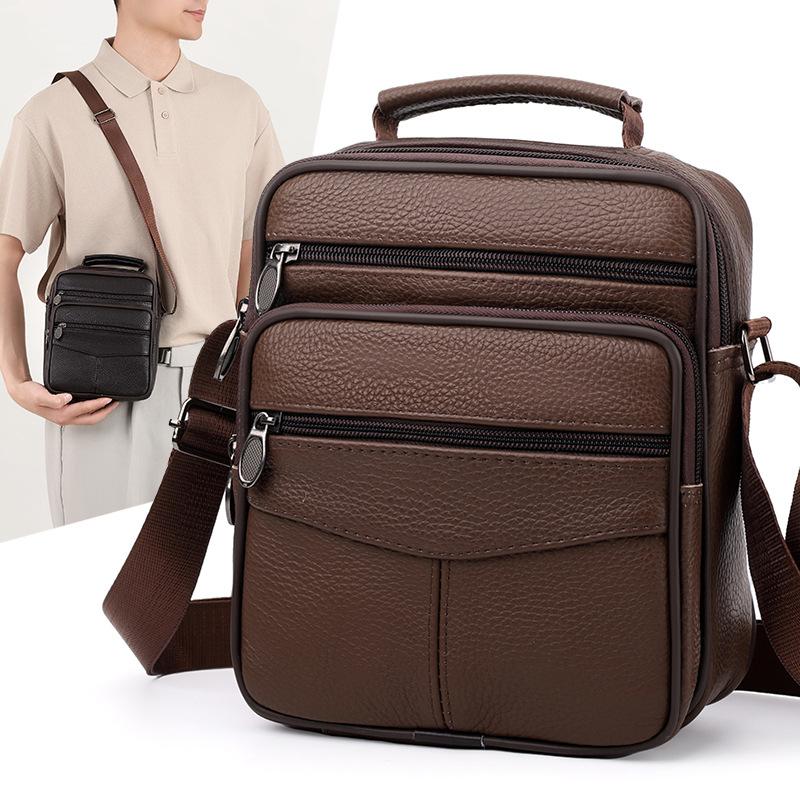 Men's Small Leather Shoulder Crossbody Bag Business Casual Travel Mini Sling Bag