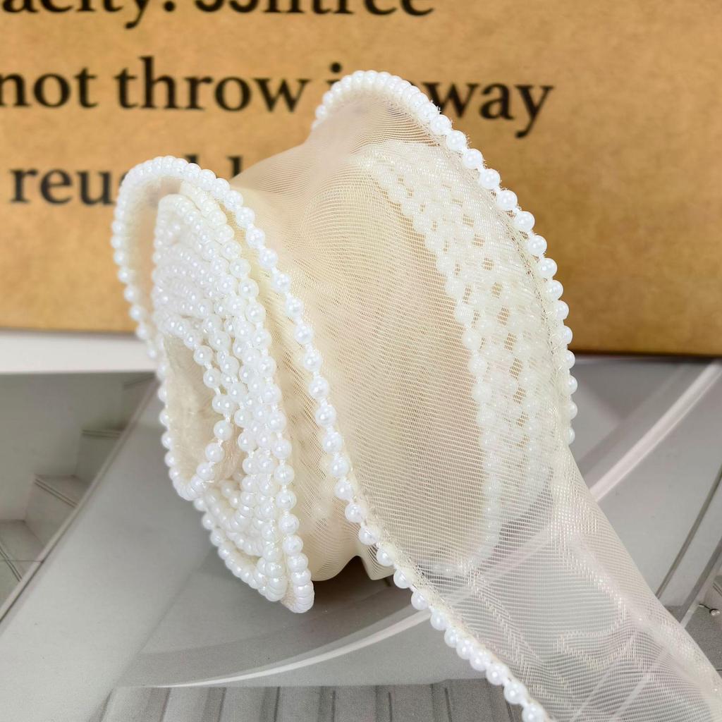 4cm Net Red Pearl Fishtail Yarn for Flower Bouquet & DIY Ribbon Art