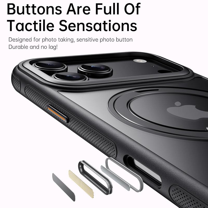 360° Mechanical Torque-Sound Rotating Stand Holder Magnetic Magsafe Phone Case for IPhone 16 15 14 13 17 Pro Max Plus 17Air 16E