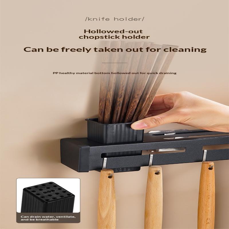 Stainless Steel Knife Holder Chopstick Holder Multi-Functional Knife Storage Rack Wall-Mounted Kitchen Rack