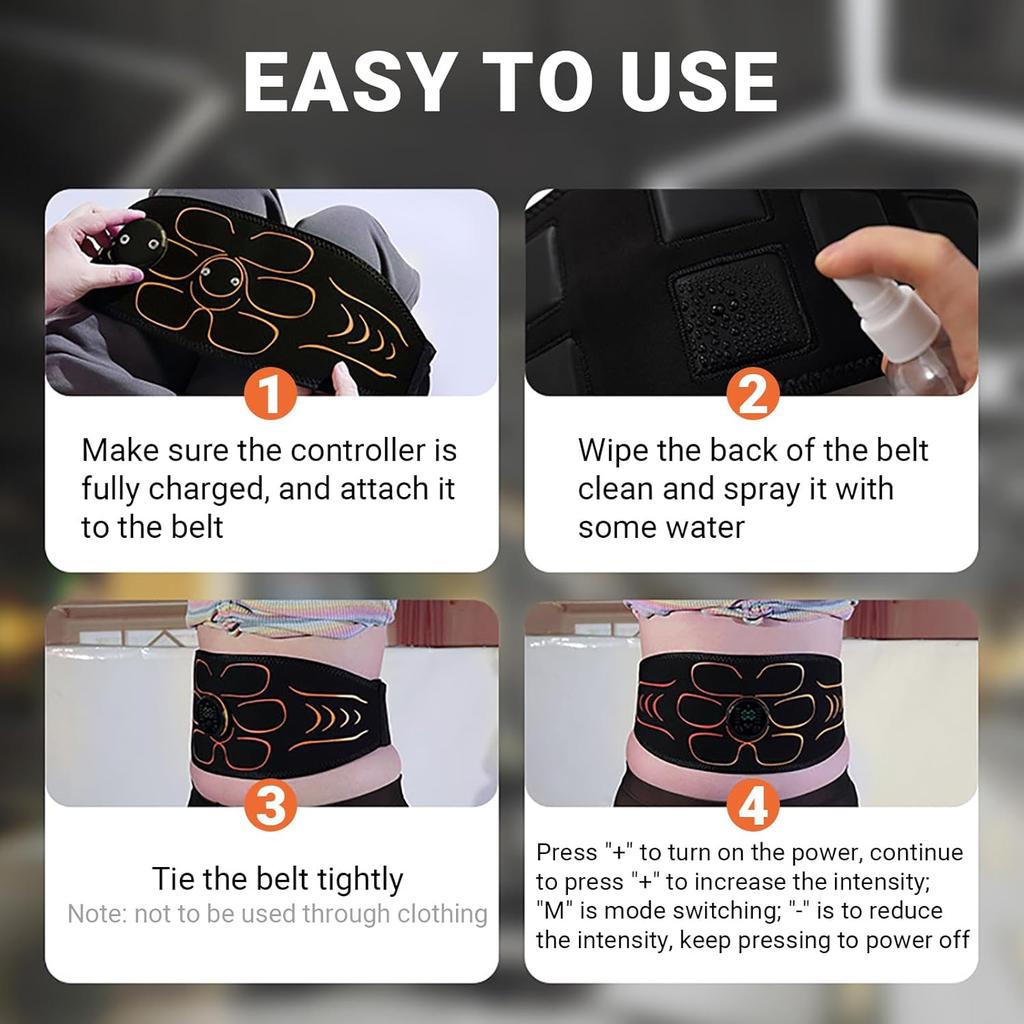 ABS Stimulator EMS Abdominal Muscle Trainer Body Waist Slimming Belt Weight Lose Muscle Toner Fitness Equiment USB Recharge